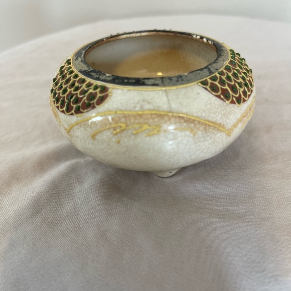 Japanese Satsuma Ware Vintage Small Bowl Censer Meiji Hand Painted Rare Antique - Picture 6 of 7